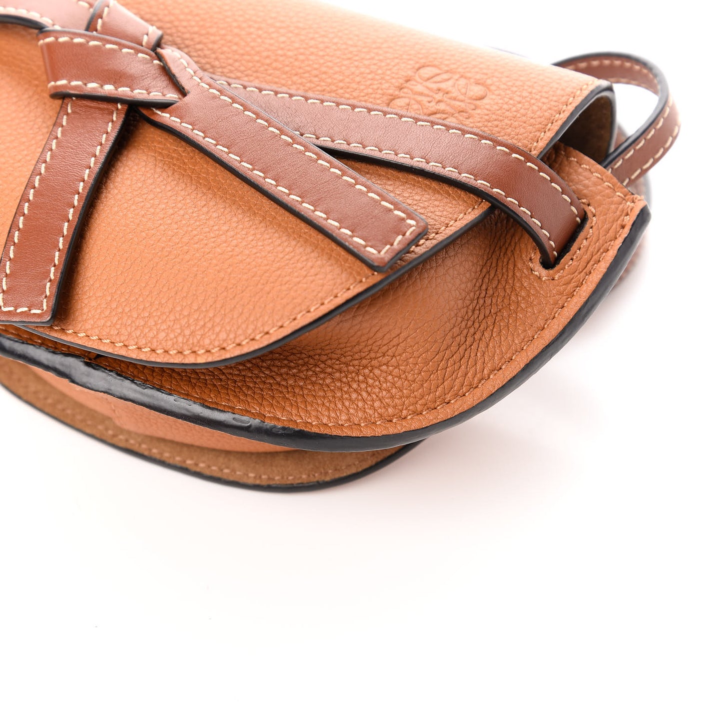 Grained Calfskin Mini Gate Crossbody Bag Caramel Pecan