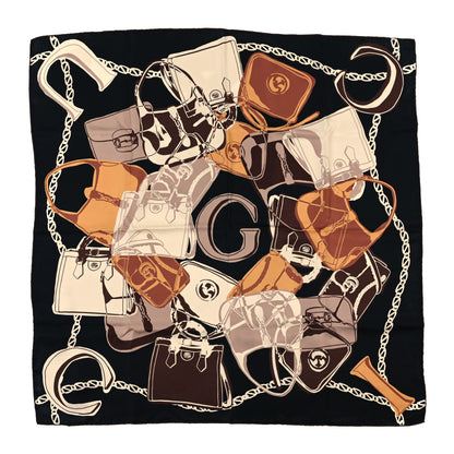 Gucci Silk Twill Bag Print Square Scarf Black 1 of 3