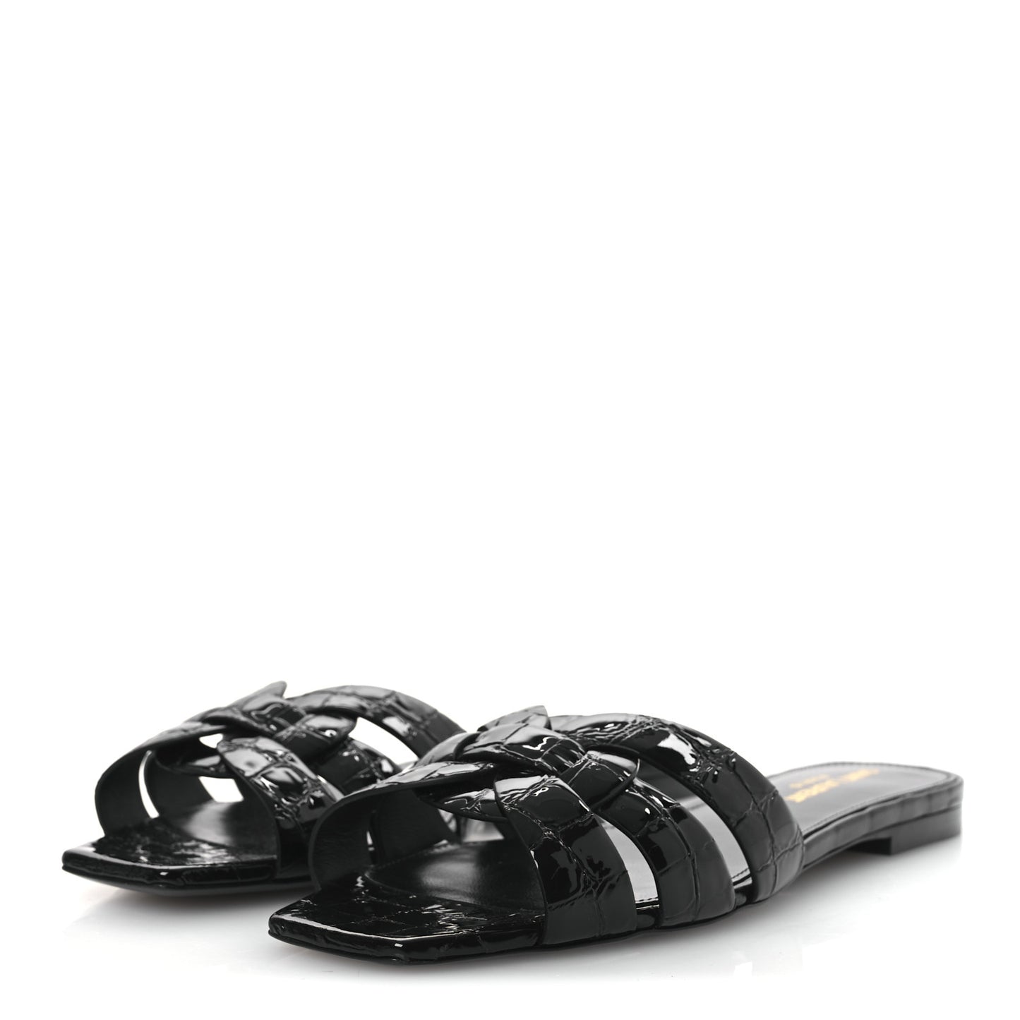 Patent Croc Embossed Tribute 05 Slide Sandals 37.5 Black