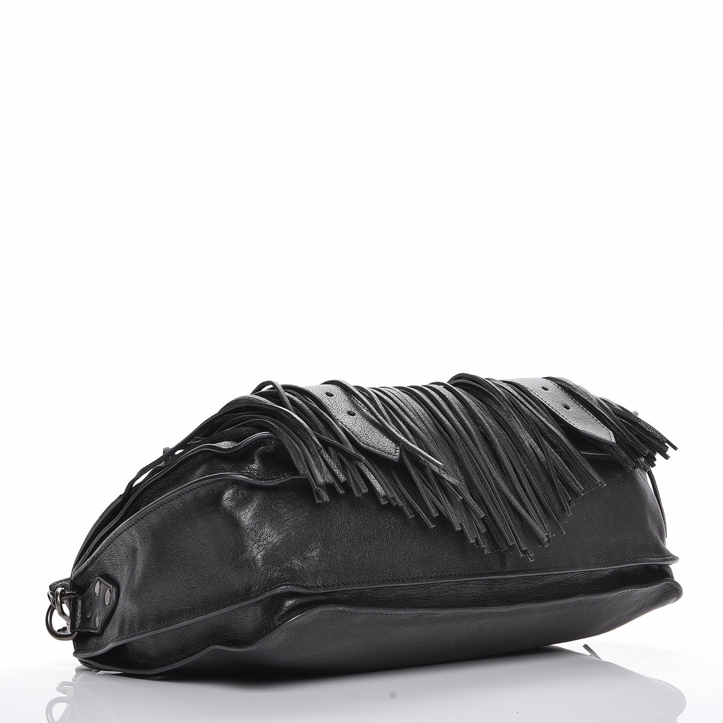 Lambskin Fringe Medium PS1 Satchel Black