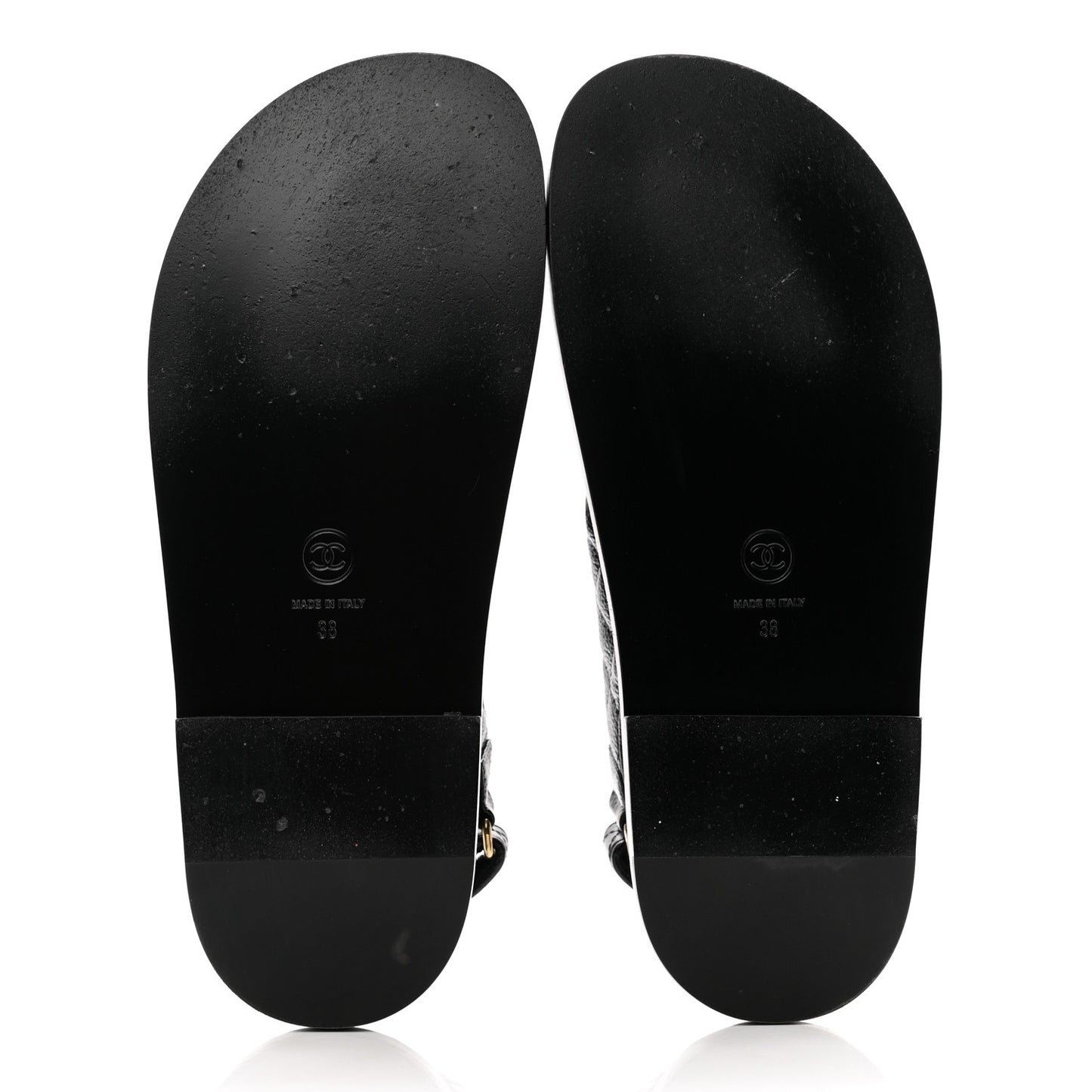 Grained Calfskin Velcro Dad Sandals 38 Black