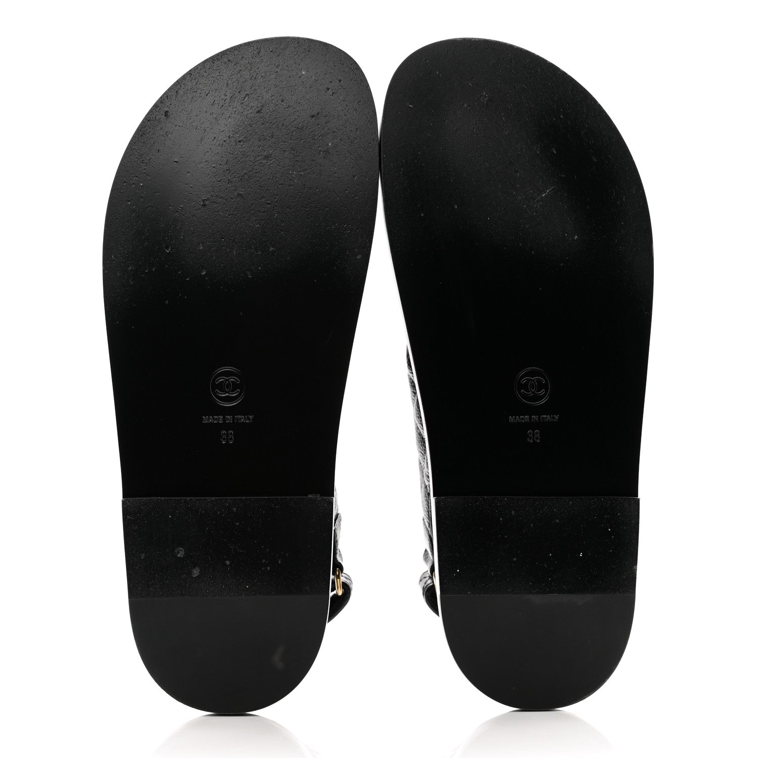 Chanel Grained Calfskin Velcro Dad Sandals 38 Black 7 of 9