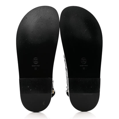 Chanel Grained Calfskin Velcro Dad Sandals 38 Black 7 of 9
