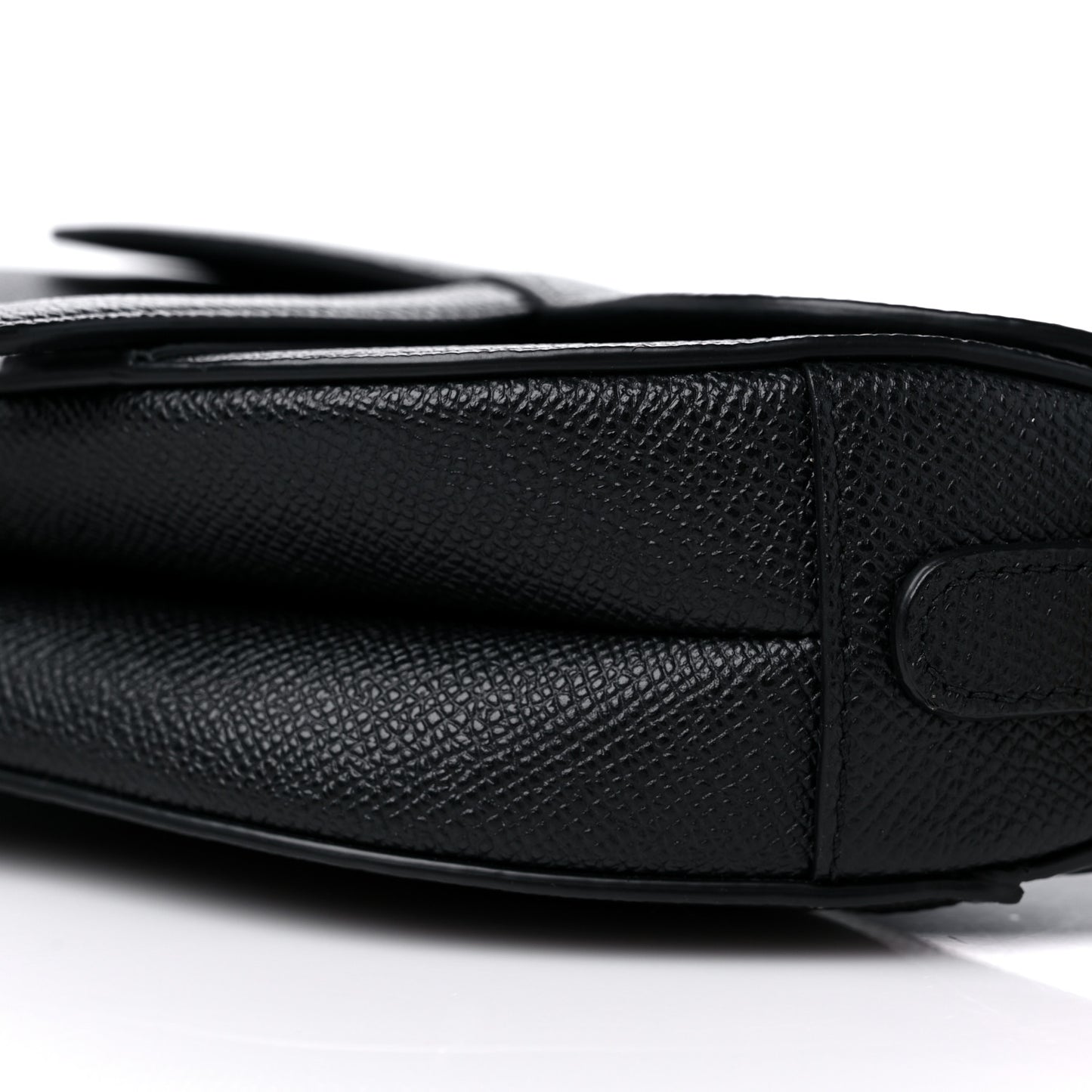 Grained Calfskin Mini Saddle Bag Black