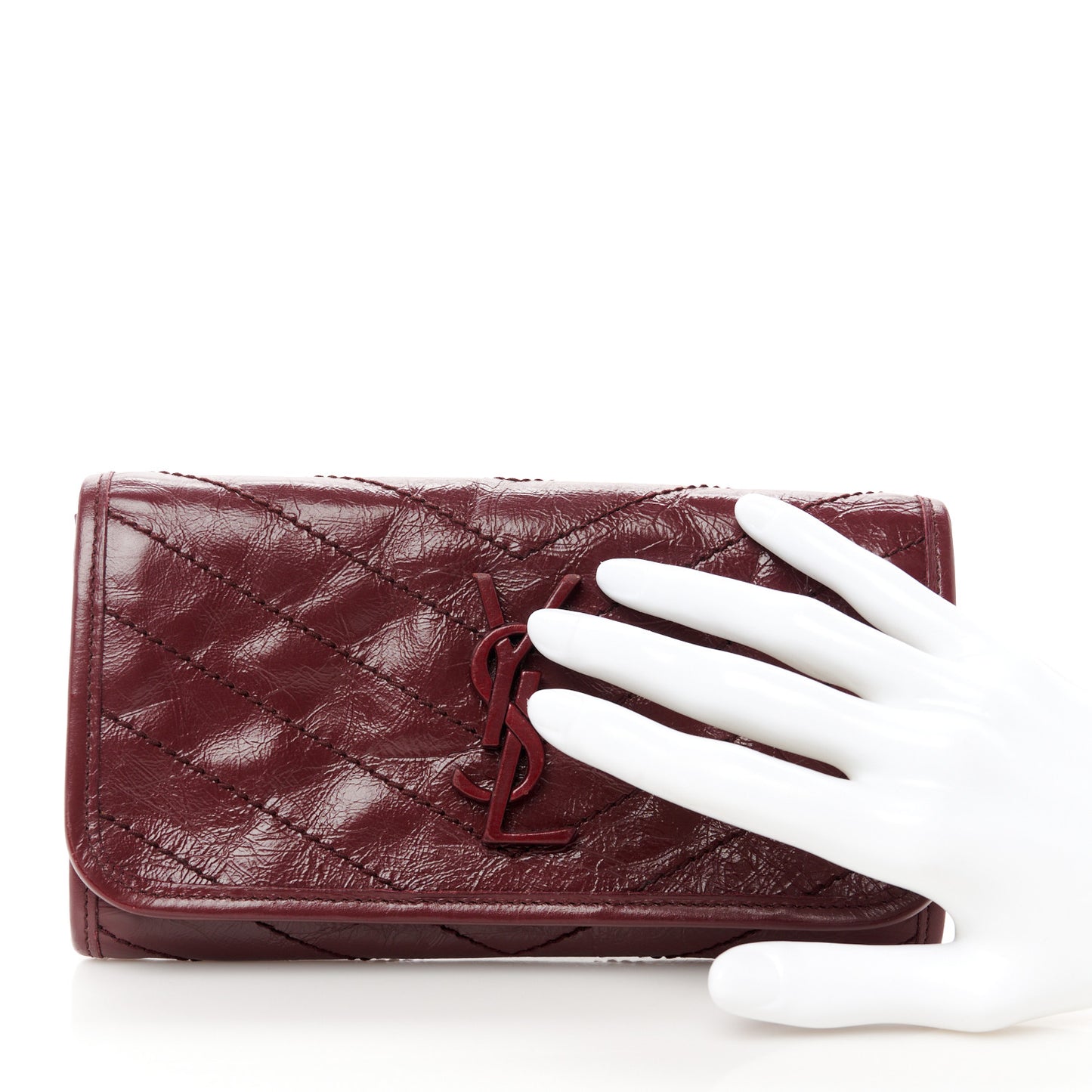 Crinkled Calfskin Matelasse Monogram Niki Wallet Rouge Legion