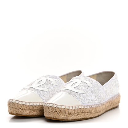 Chanel Patent Sequin CC Espadrilles 36 White 4 of 11