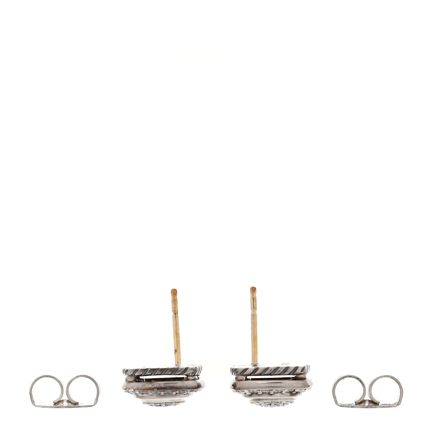David Yurman Sterling Silver Diamond 7mm Pave Albion Earrings 3 of 4