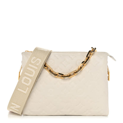 Louis Vuitton Lambskin Embossed Monogram Coussin PM Cream 1 of 10