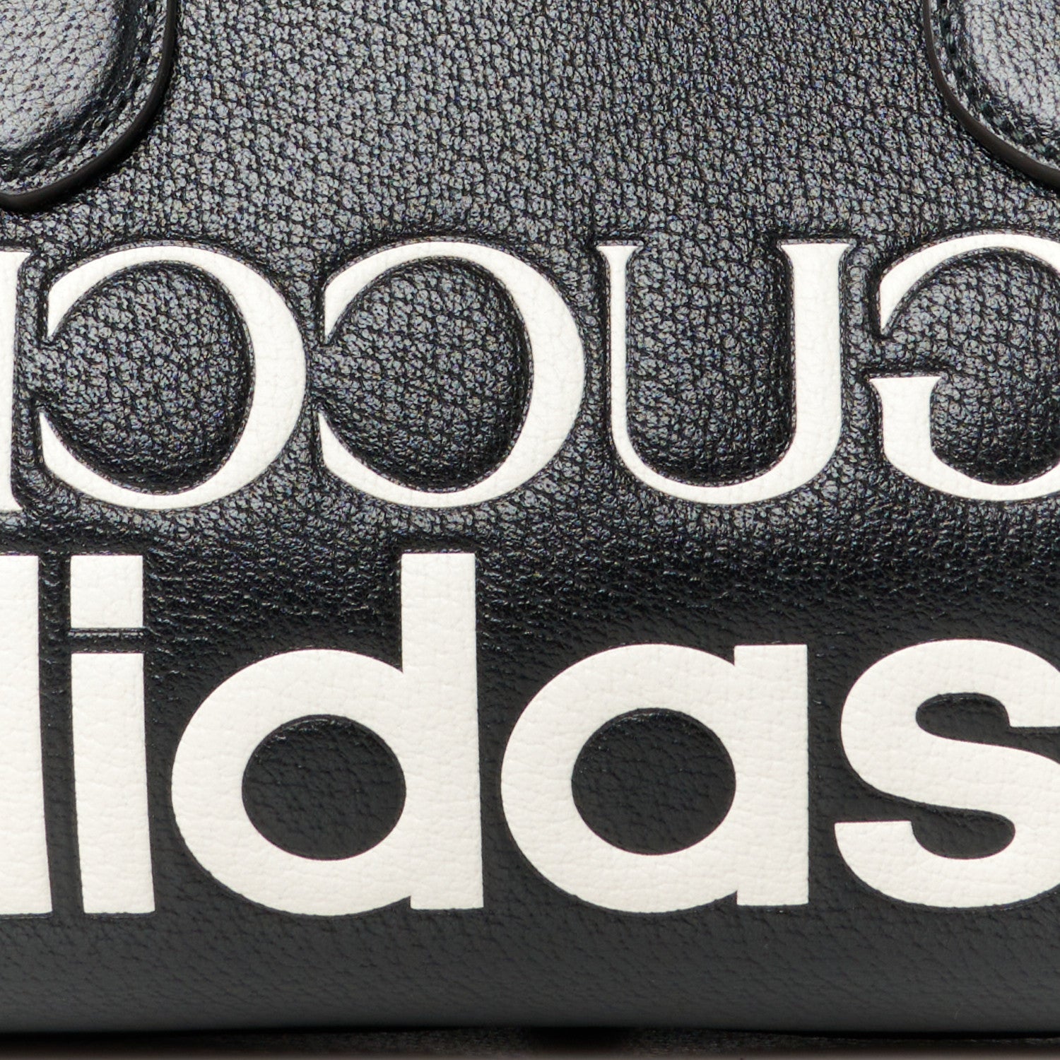 Gucci X ADIDAS Textured Dollar Calfskin Web Trefoil Logo Embossed Mini Bowling Bag Black Off White 9 of 11