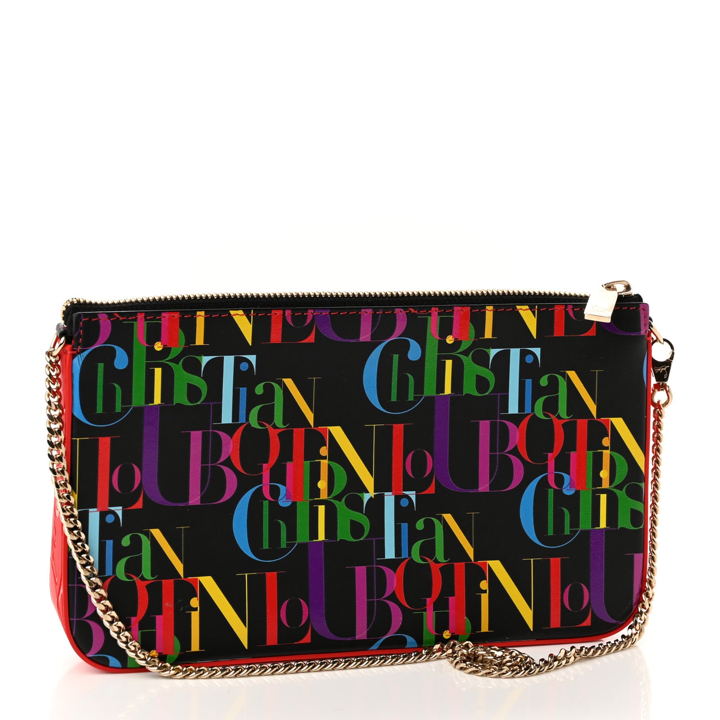 Calfskin Logo Loubila Chain Clutch Black Multicolor