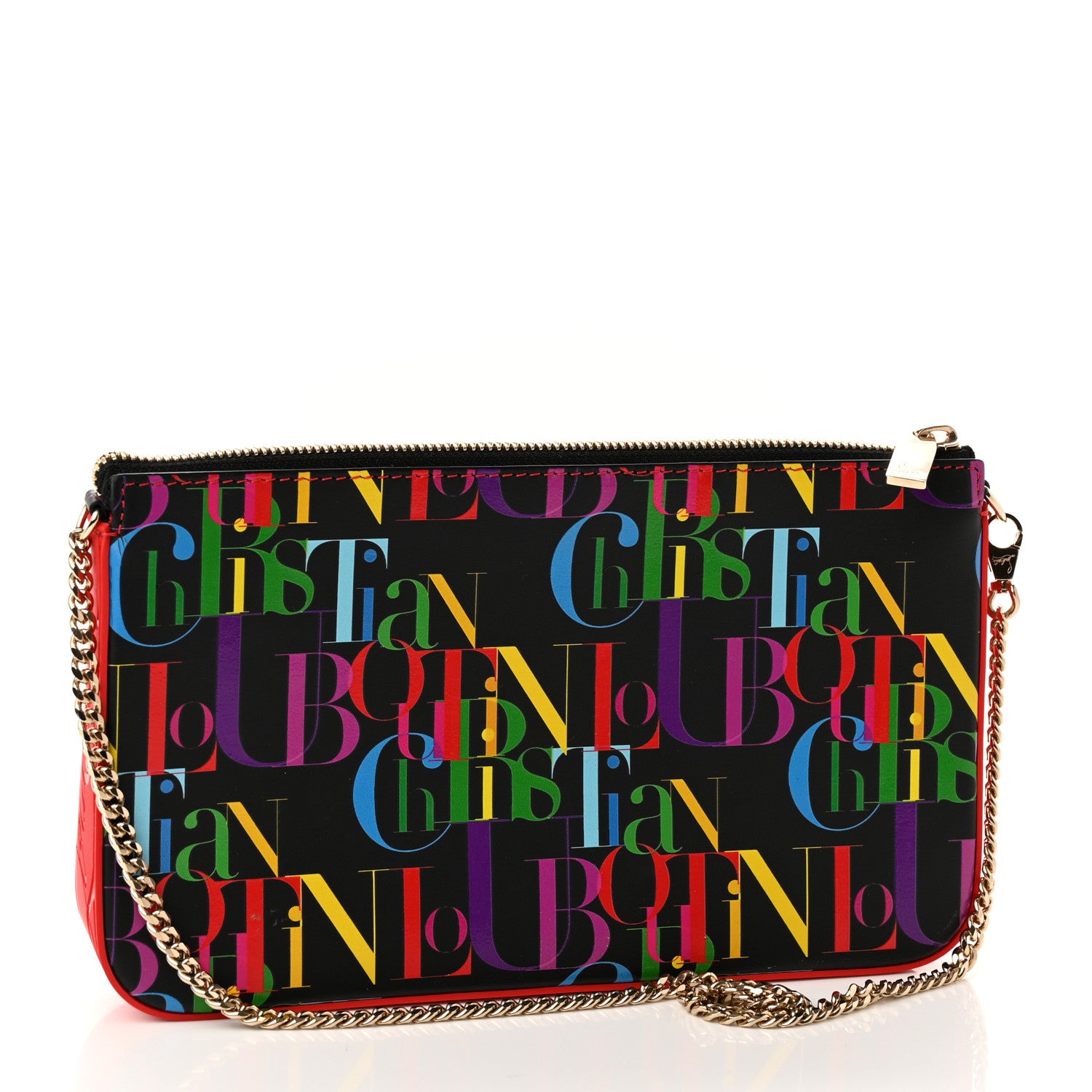 Christian Louboutin Calfskin Logo Loubila Chain Clutch Black Multicolor 2 of 10