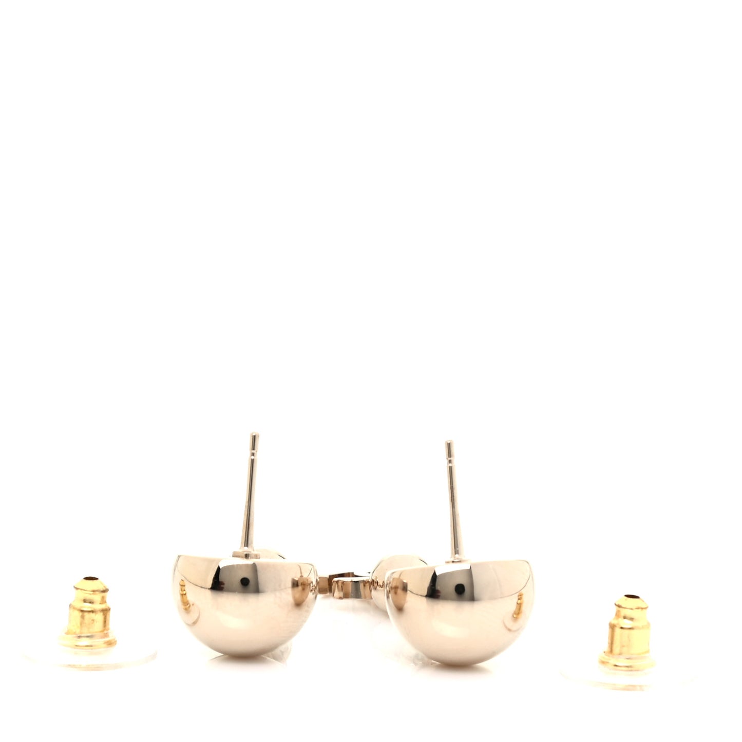 Metal CC Drop Earrings Gold