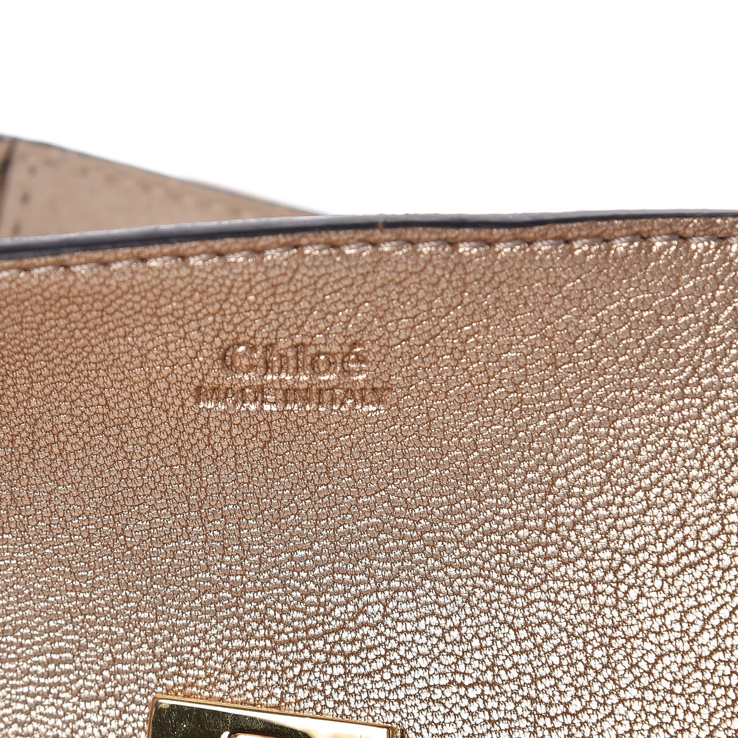 Chloe Metallic Grained Goatskin Nano Drew Shoulder Bag Abstract Gold 6 of 9