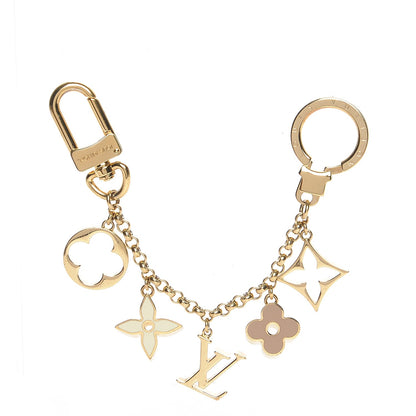 Louis Vuitton Brass Enamel Fleur De Monogram Bag Charm Chain Gold 1 of 3