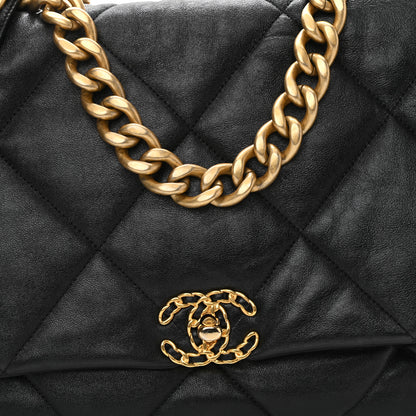 Chanel Goatskin Quilted Maxi Chanel 19 Flap Black 7 of 9