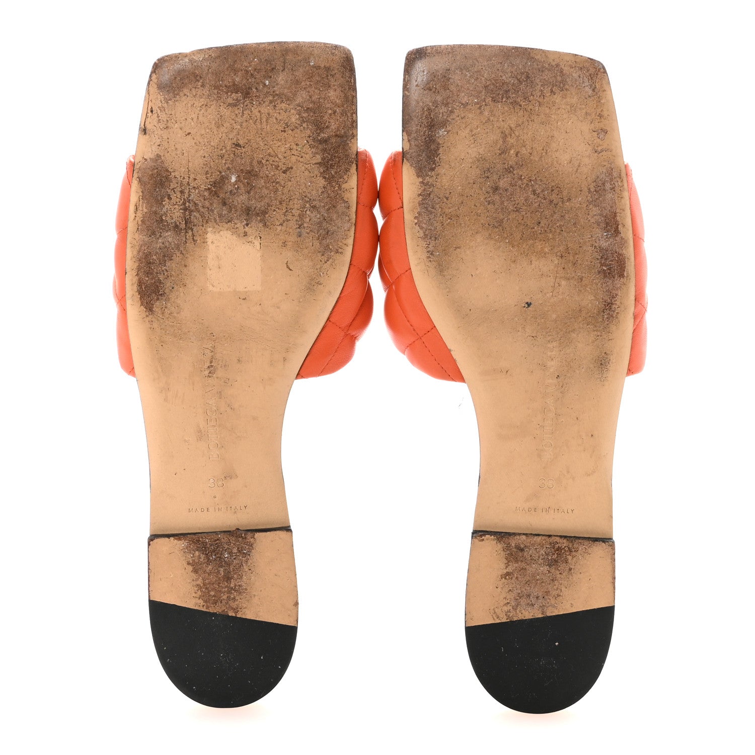 Bottega Veneta Nappa Matelasse Padded Flat Sandals 38 Orange 6 of 8