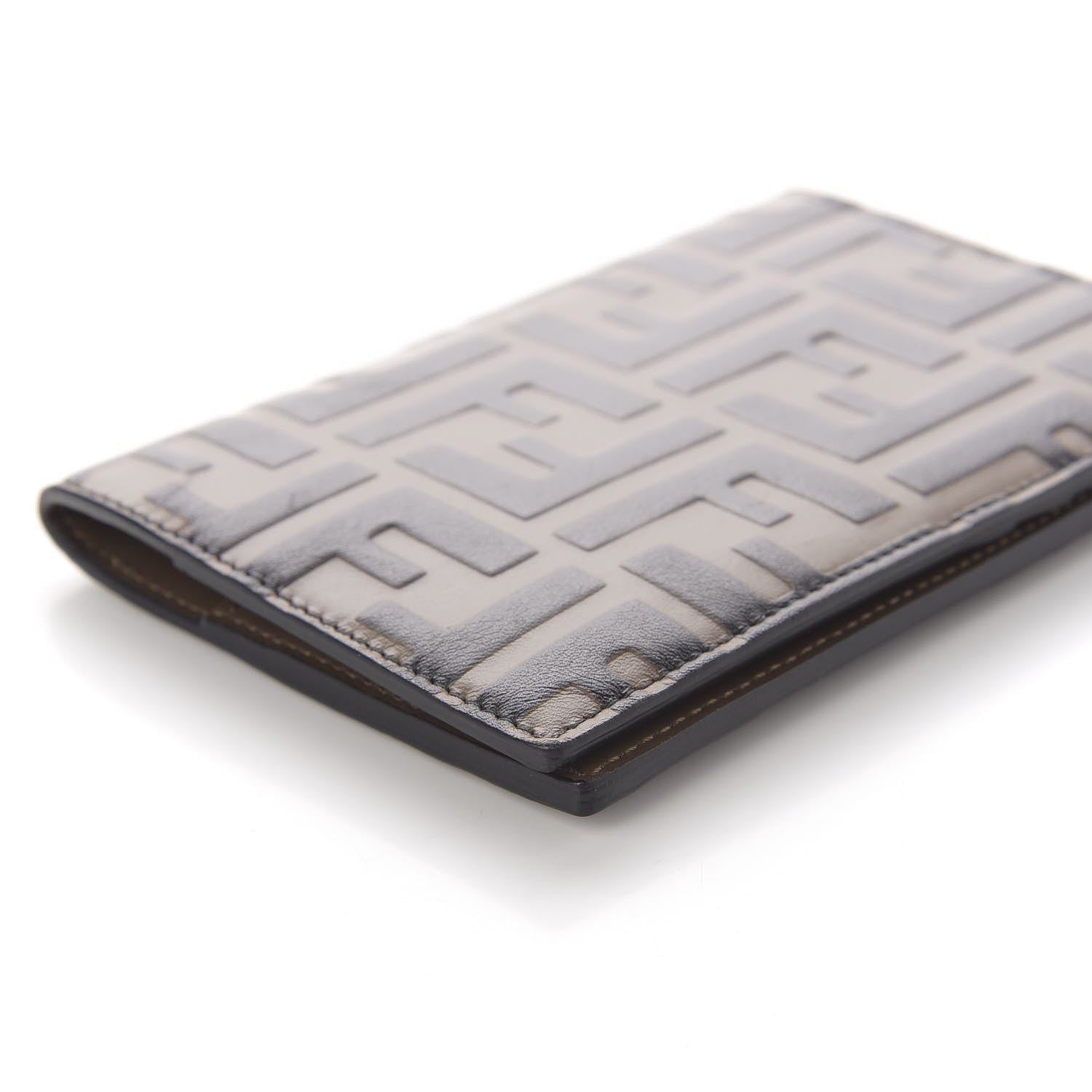 Fendi Vitello Soft Bi-Color FF 1974 Embossed Passport Cover Maya Black 8 of 8