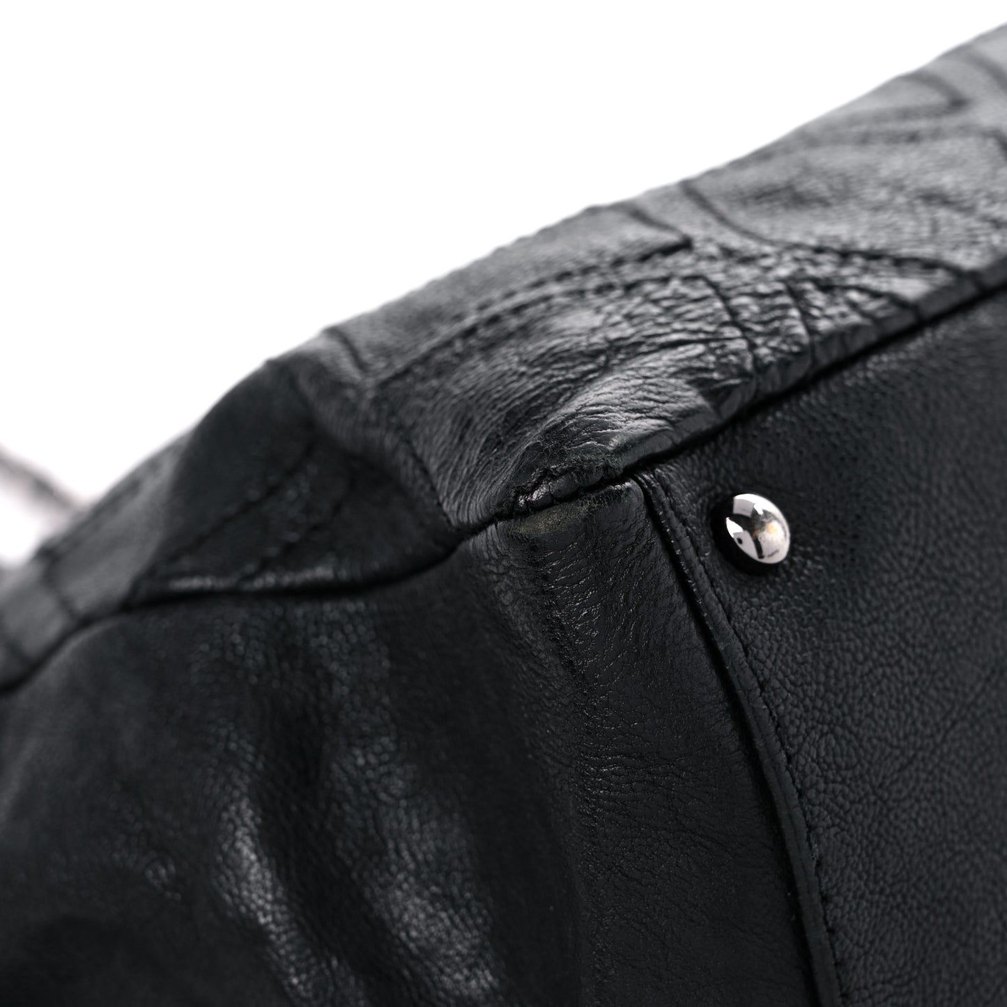 Calfskin Large Diamond Stitch Tote Black