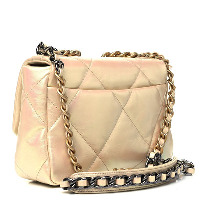 Chanel Iridescent Lambskin Quilted Medium Chanel 19 Flap Pink 3 of 9