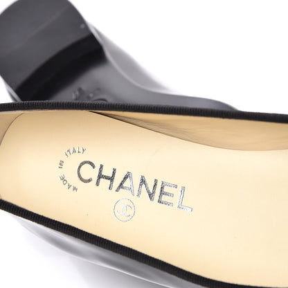 Chanel Patent CC Cap Toe Ballerina Flats 37 Black 7 of 9