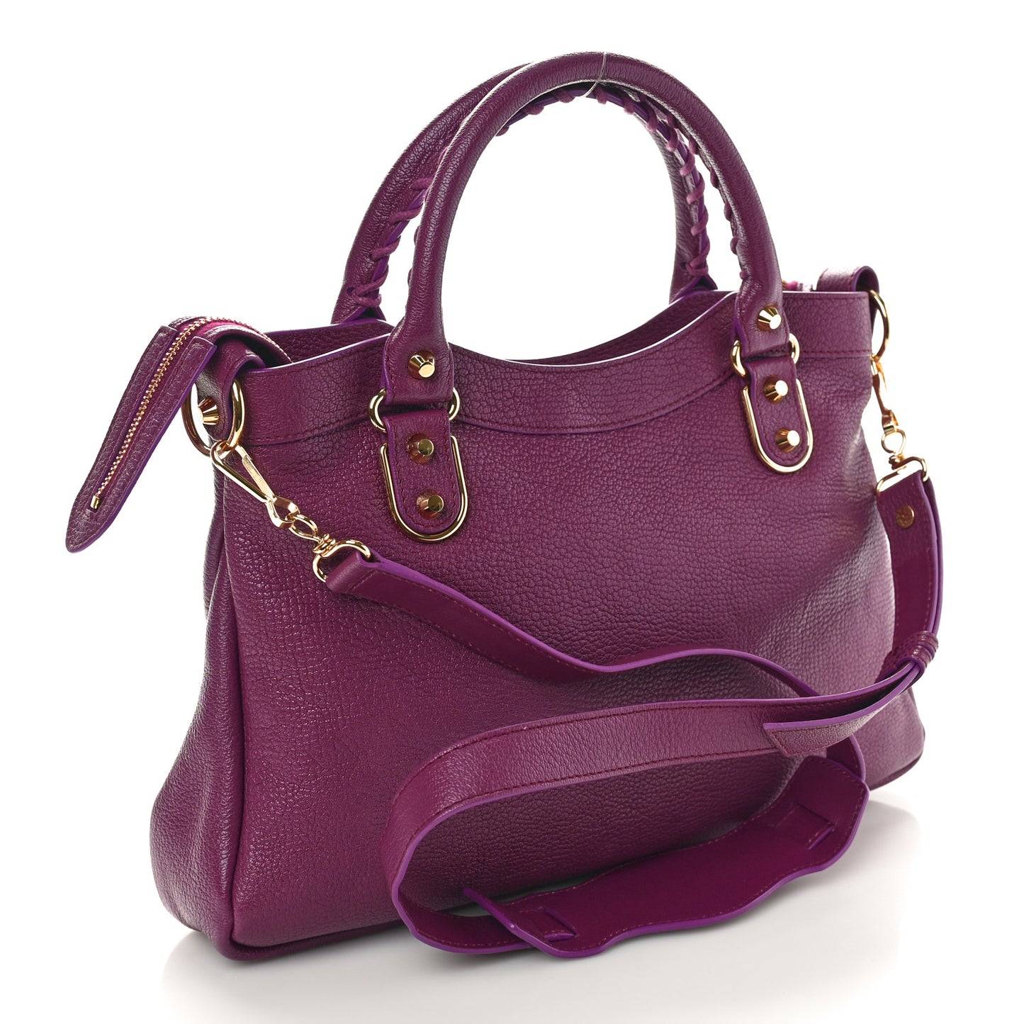 Chevre Gold Metallic Edge Hardware Town Violet Prune