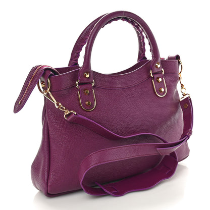 Balenciaga Chevre Gold Metallic Edge Hardware Town Violet Prune 4 of 12
