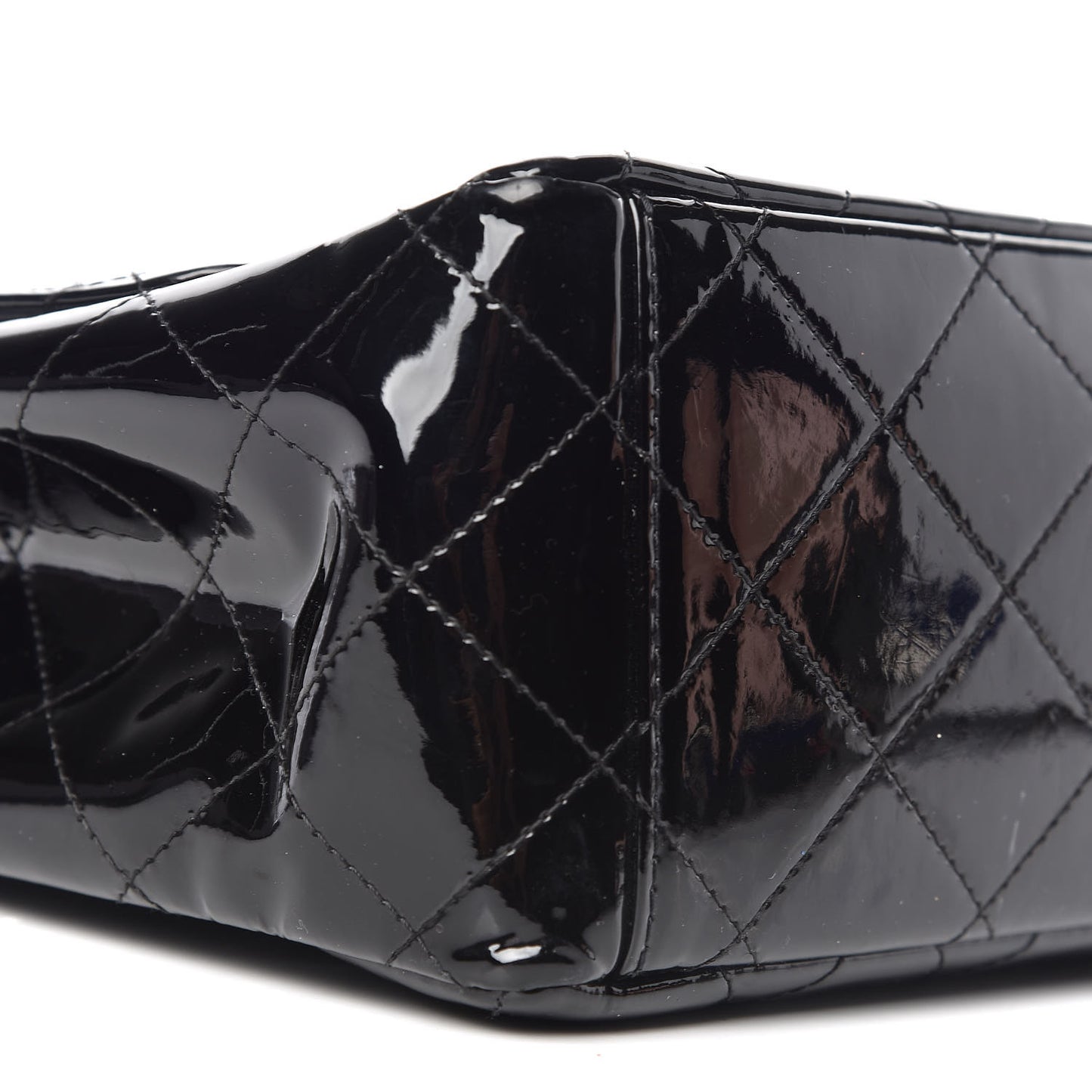 Patent Quilted Maxi Single Flap Black