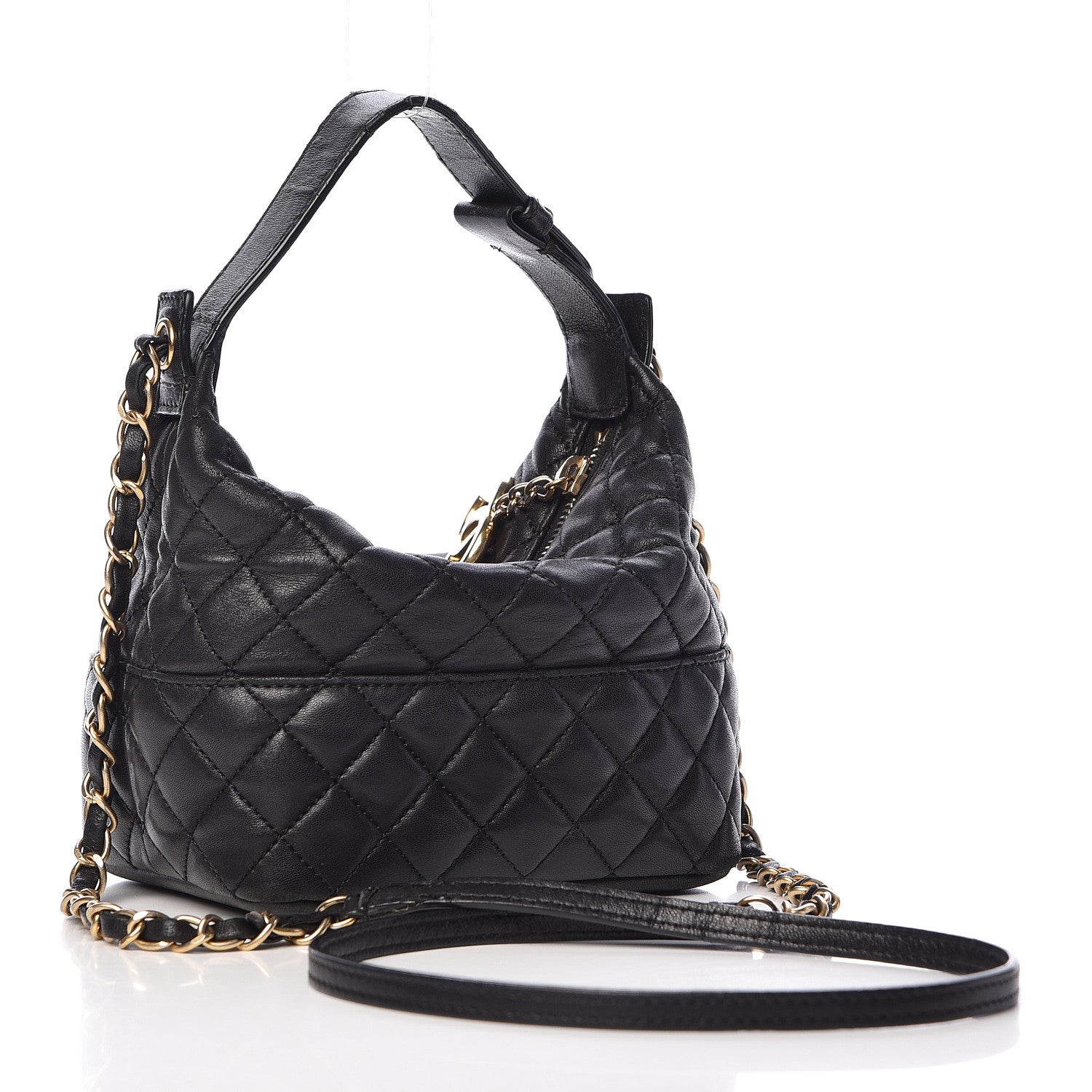 Chanel Lambskin Quilted Small Hobo Black 3 of 20