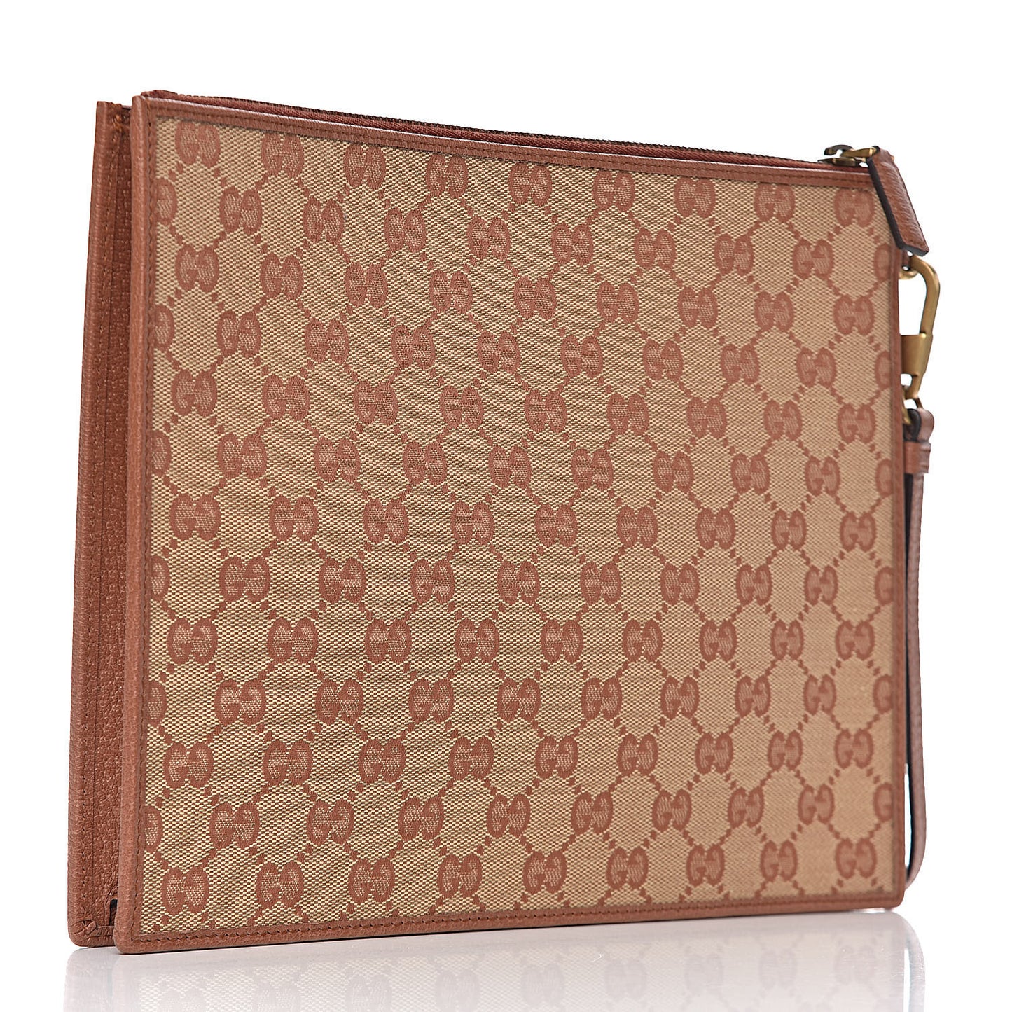 X MLB GG Monogram NY Yankees Zip Wristlet Pouch Beige Ruggine Ivory