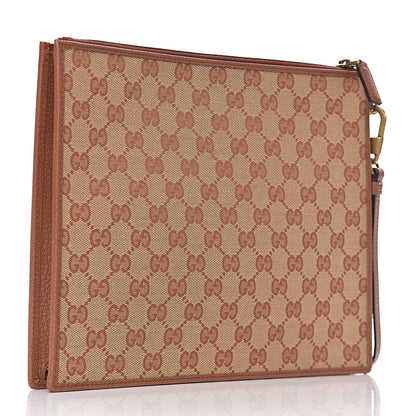 Gucci X MLB GG Monogram NY Yankees Zip Wristlet Pouch Beige Ruggine Ivory 3 of 8
