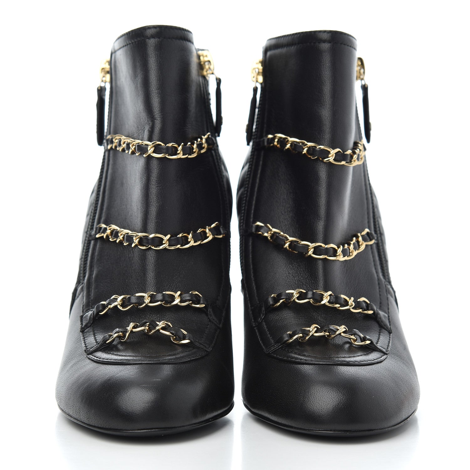 Chanel Lambskin Chain CC Short Boots 37.5 Black 2 of 13