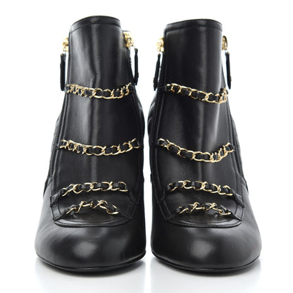 Chanel Lambskin Chain CC Short Boots 37.5 Black 2 of 13