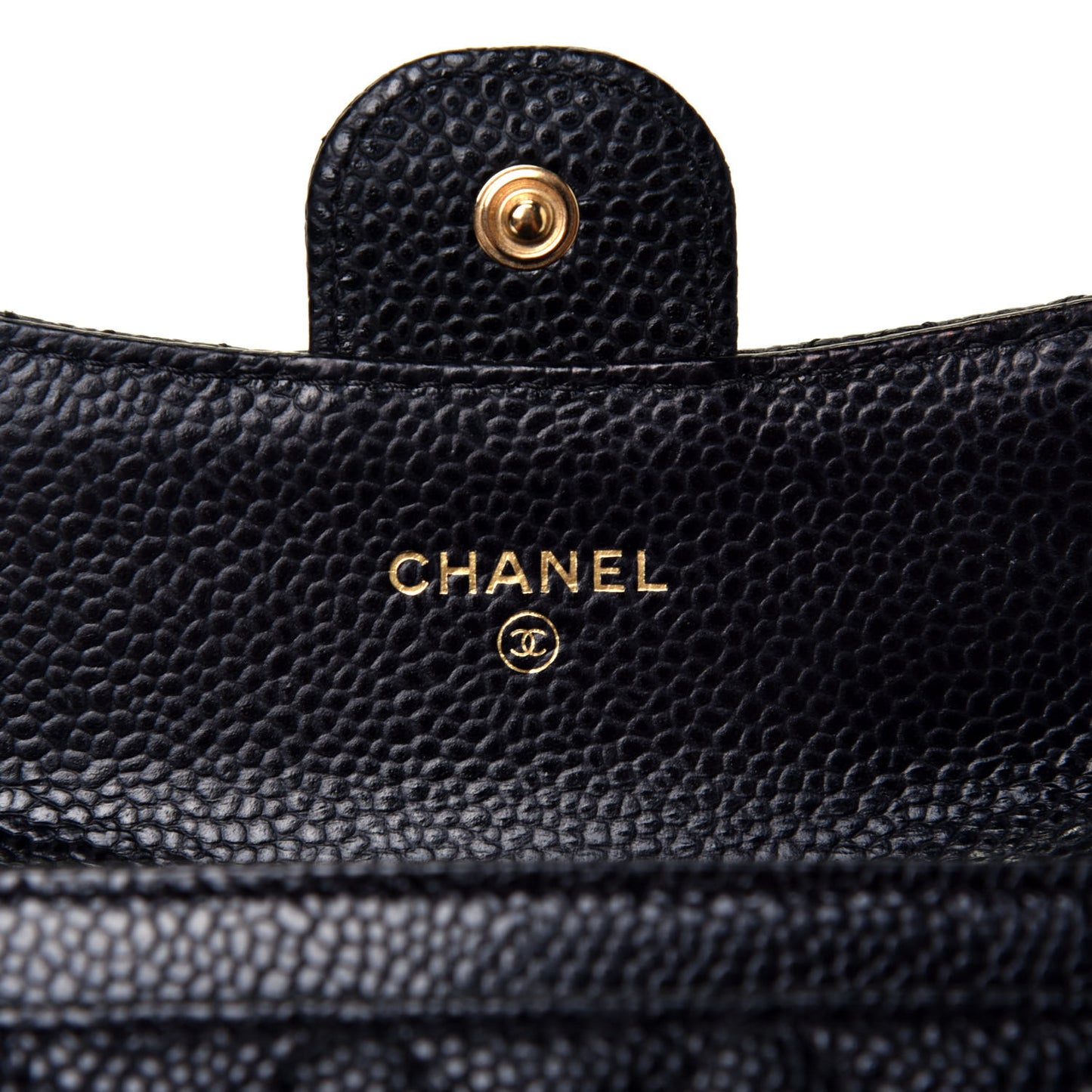Caviar Quilted Flap Card Holder Wallet Black
