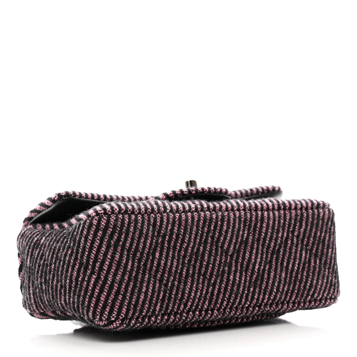 Wool Tweed Quilted Mini Rectangular Flap Pink Black