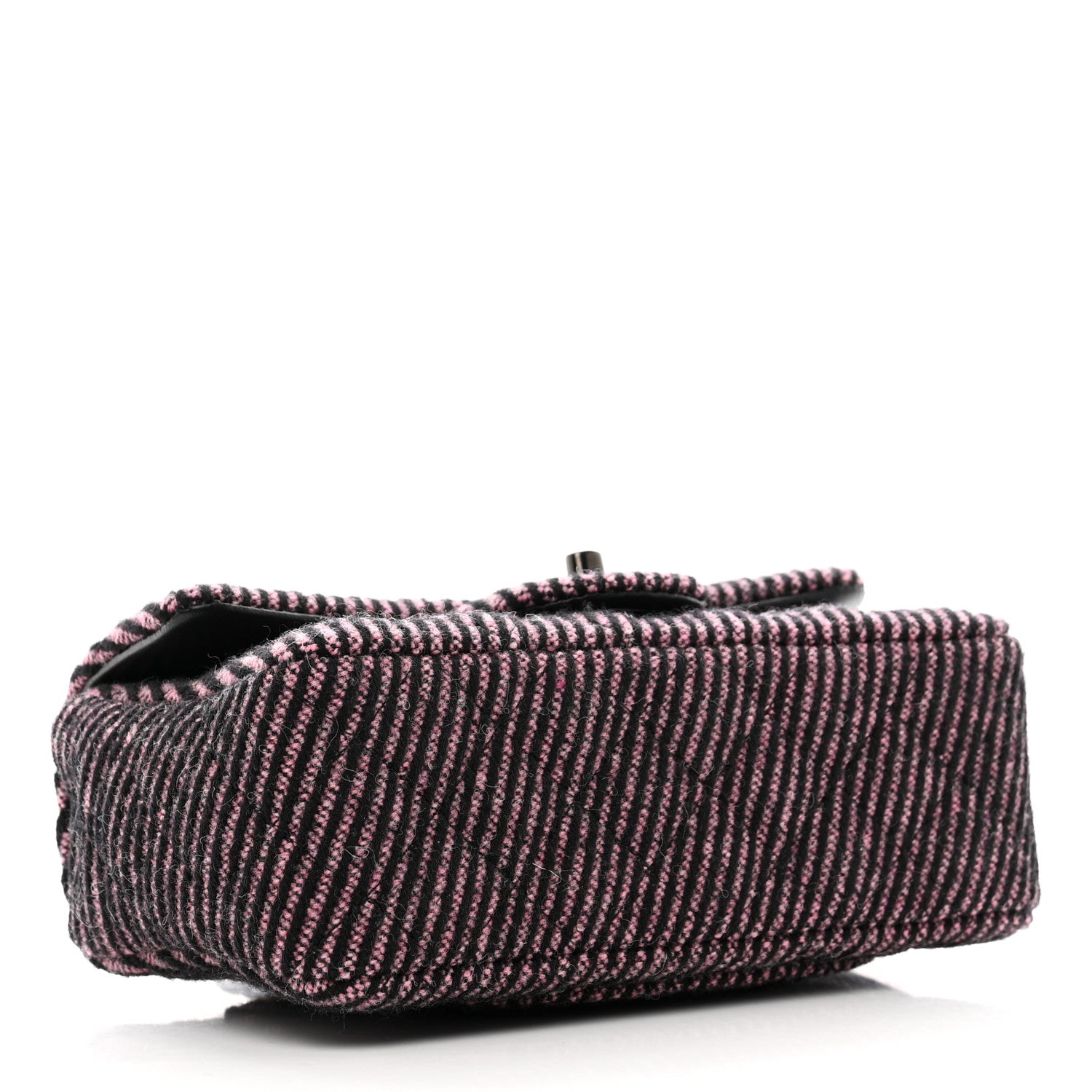 Chanel Wool Tweed Quilted Mini Rectangular Flap Pink Black 4 of 10