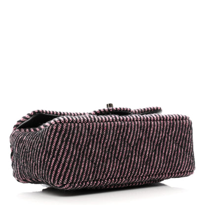 Chanel Wool Tweed Quilted Mini Rectangular Flap Pink Black 4 of 10