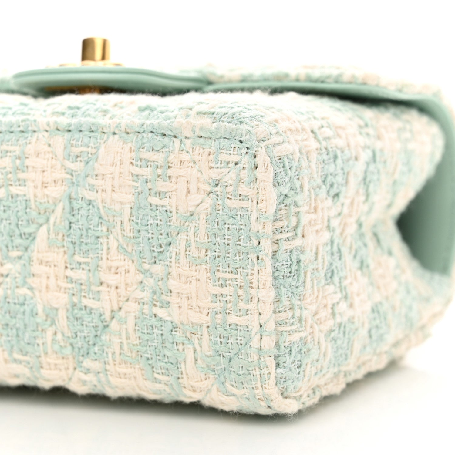Chanel Tweed Handle Crush Top Handle Flap Bag Light Blue Ecru 10 of 12