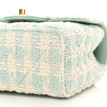 Chanel Tweed Handle Crush Top Handle Flap Bag Light Blue Ecru 10 of 12