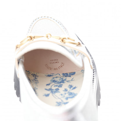Gucci Mini Diamond Storm Silk Calfskin Womens Harald Horsebit 25mm Platform Loafers 36 Silver 8 of 10