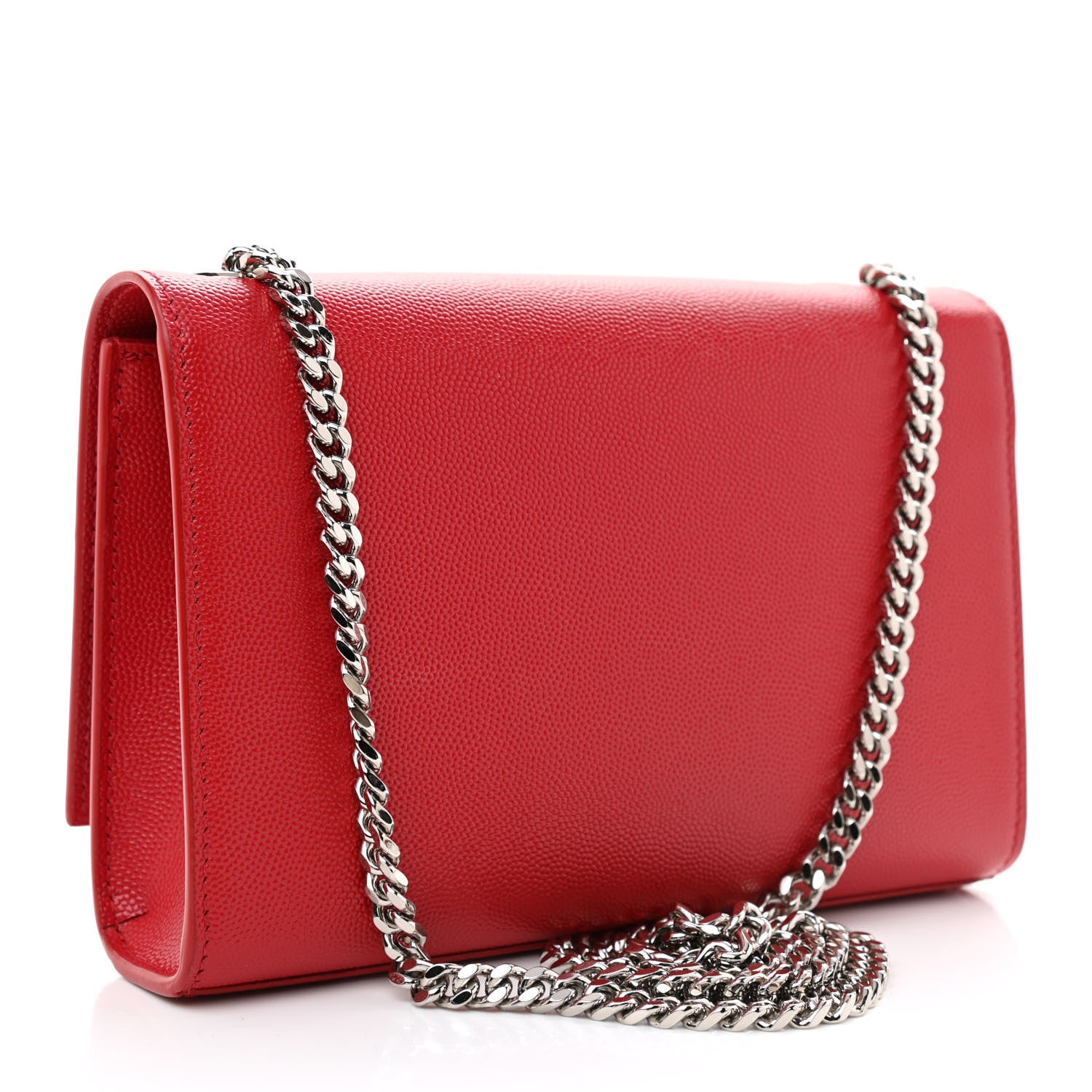 Saint Laurent Grain De Poudre Small Monogram Kate Satchel Red 3 of 7