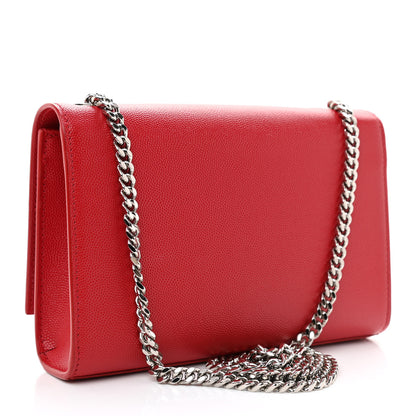 Saint Laurent Grain De Poudre Small Monogram Kate Satchel Red 3 of 7