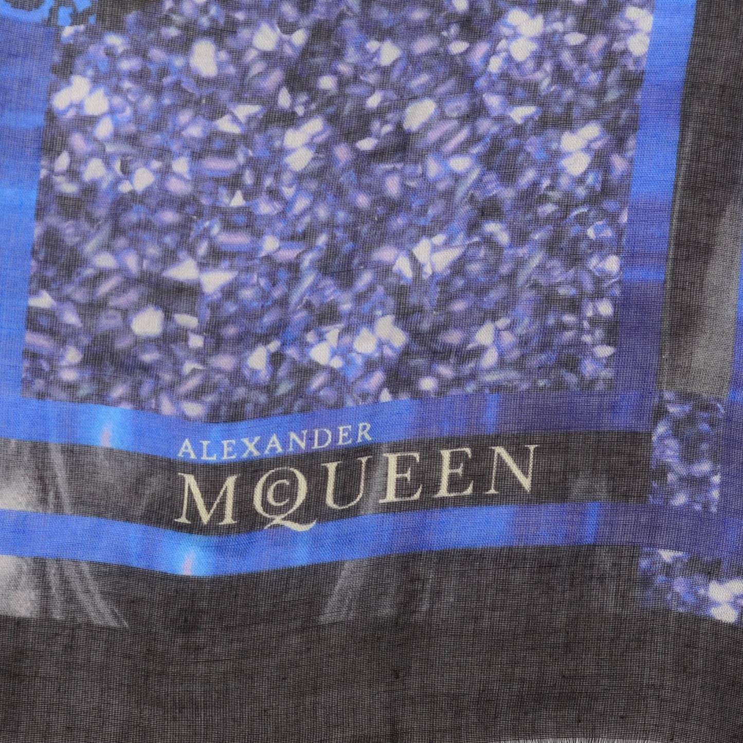 Modal Silk Perspex Patchwork Printed Scarf Blue Black