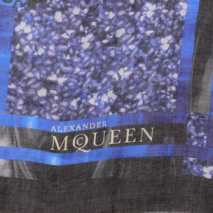 Alexander McQueen Modal Silk Perspex Patchwork Printed Scarf Blue Black 4 of 5