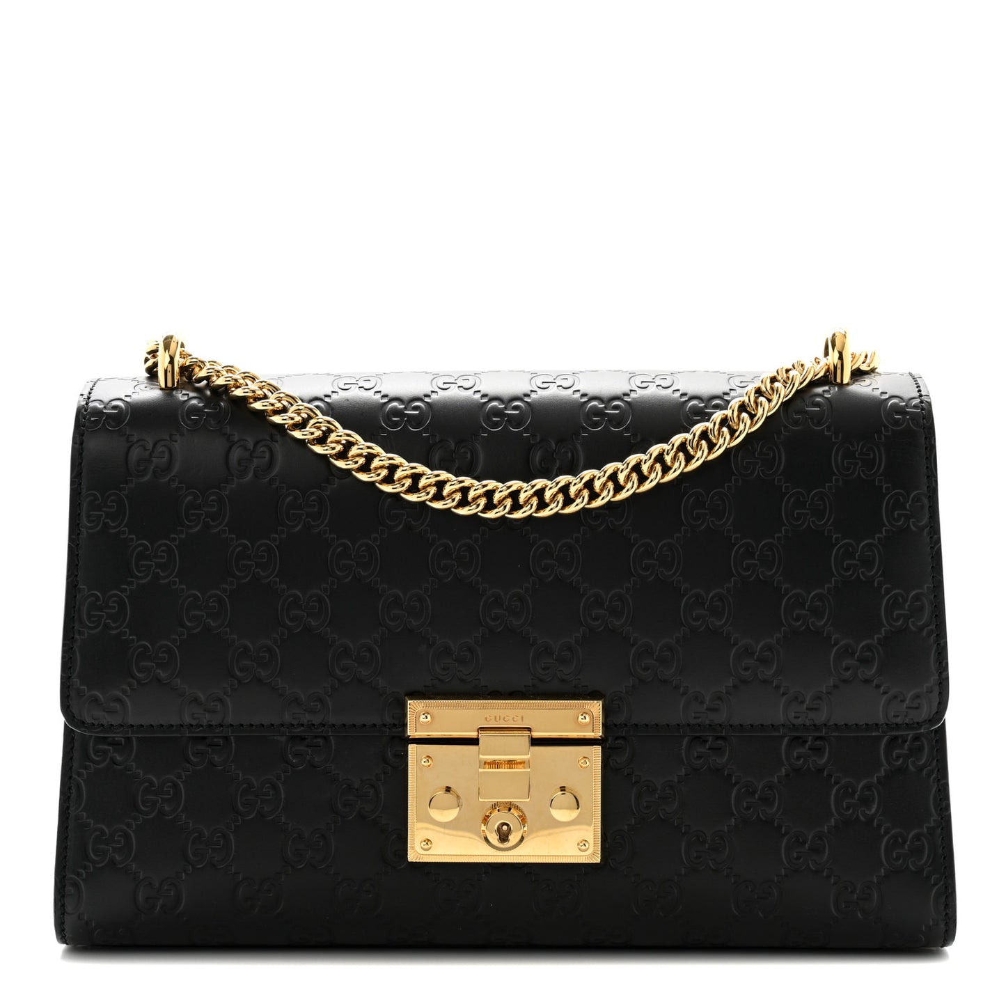 Guccissima Medium Padlock Shoulder Bag Black