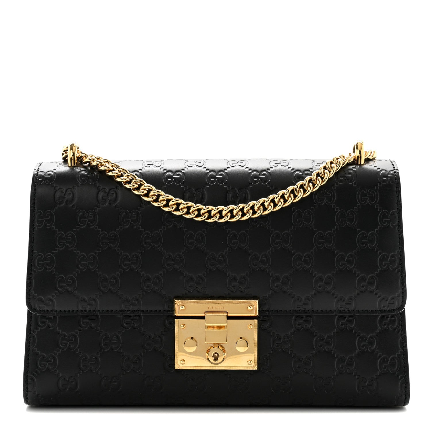 Gucci Guccissima Medium Padlock Shoulder Bag Black 1 of 11