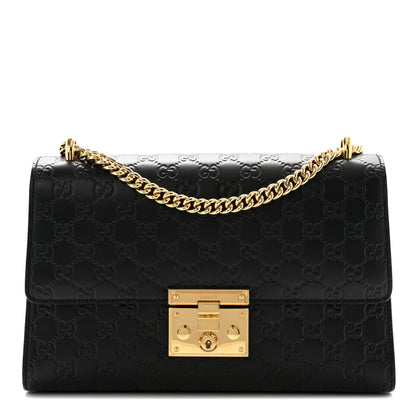 Gucci Guccissima Medium Padlock Shoulder Bag Black 1 of 11