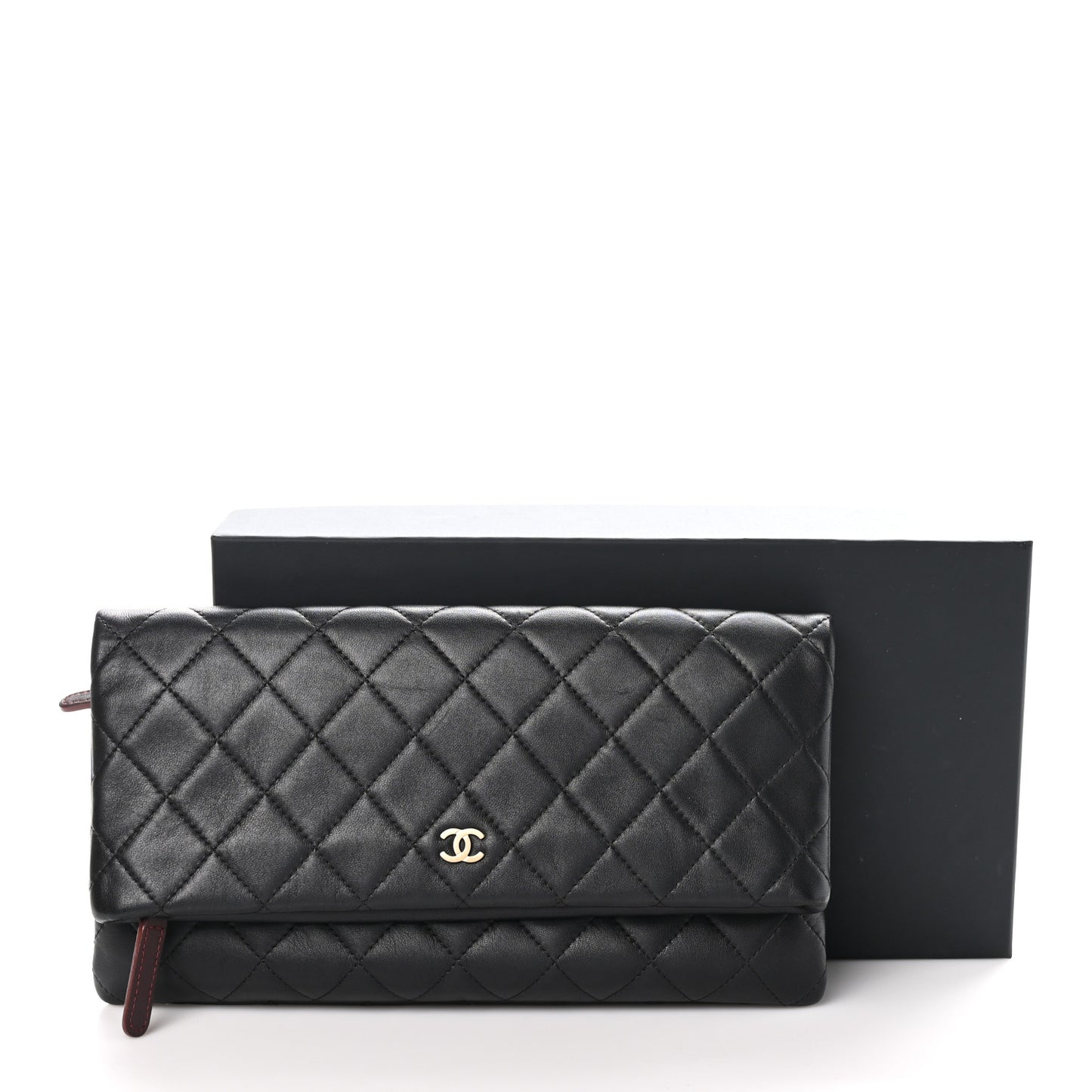 Lambskin Quilted CC Beauty Clutch Black