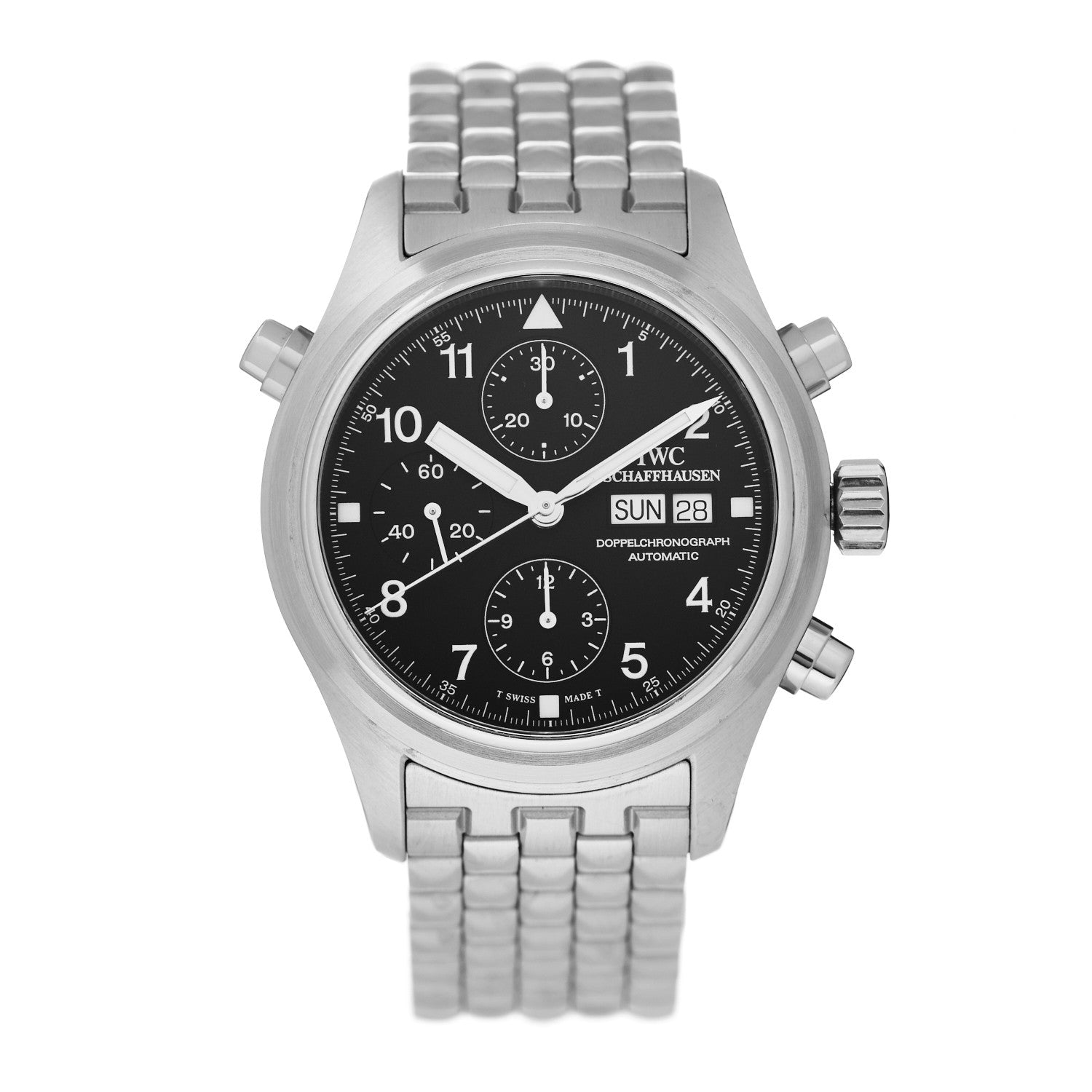 IWC Stainless Steel 42mm Double Doppel Chronograph Automatic Watch Black IW371319 1 of 5