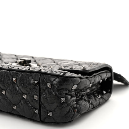 Valentino Garavani Craquele Nappa Small Rockstud Spike Shoulder Bag Black 9 of 9