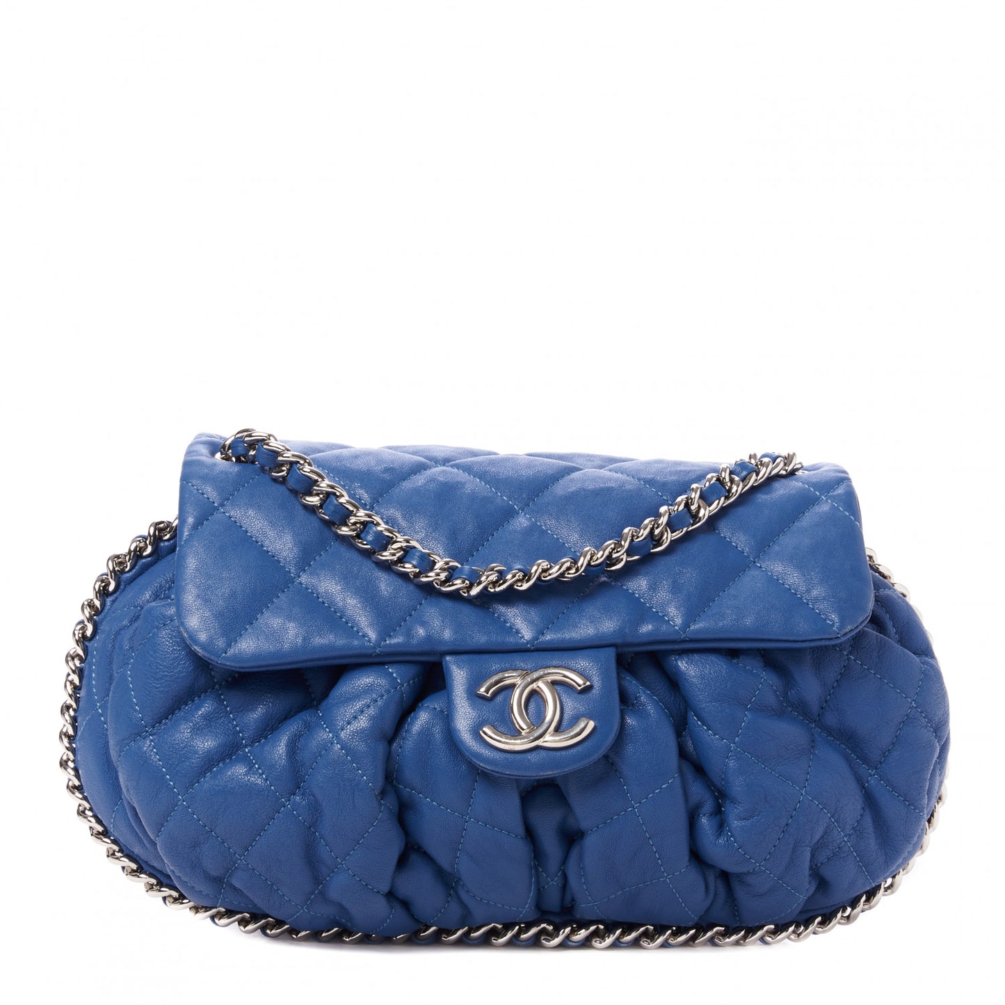 Washed Lambskin Chain Around Medium Messenger Blue